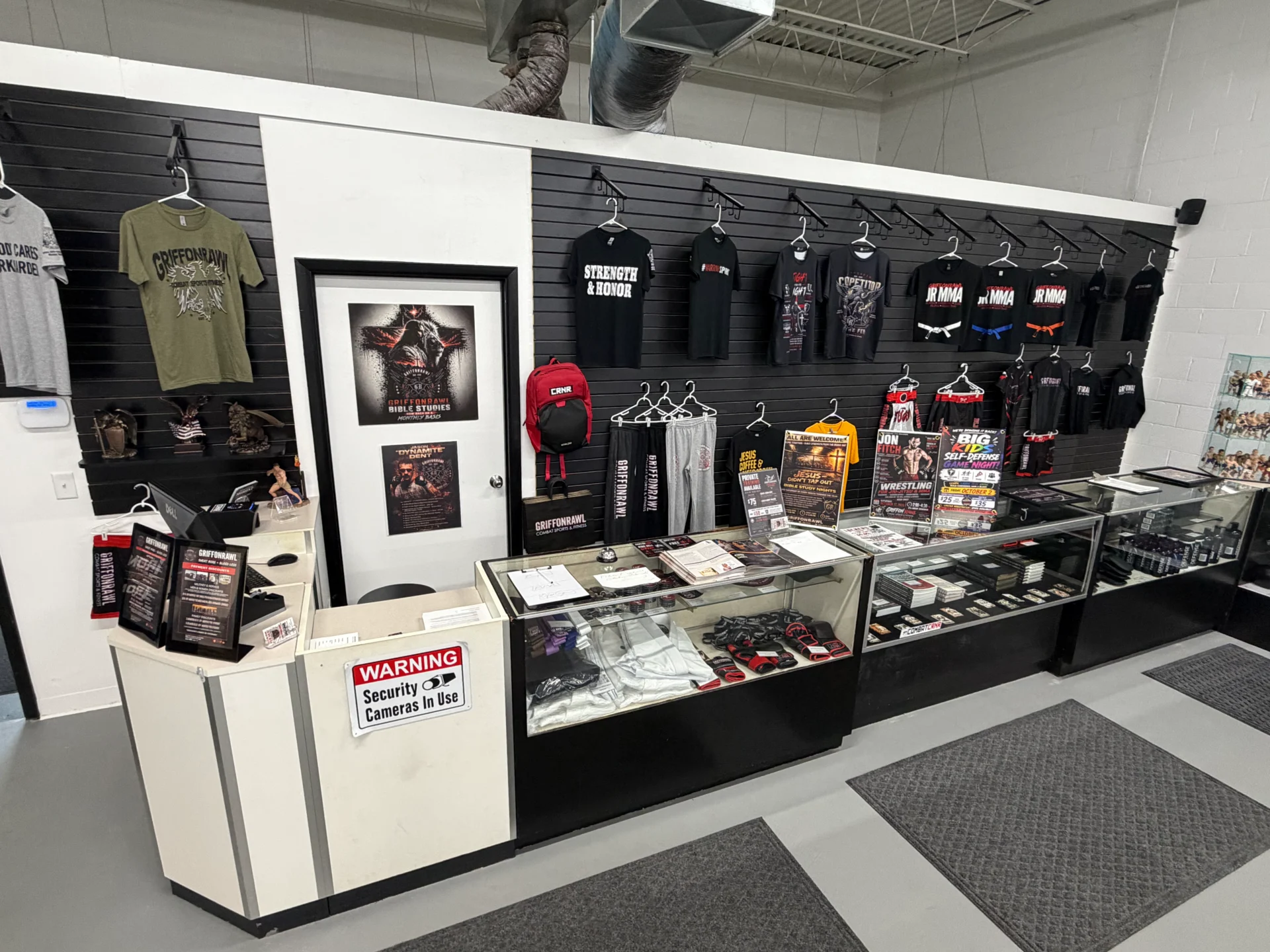 Merchandise display in a retail clothing store.